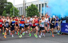 Runners at the start of the Swansea Half Marathon